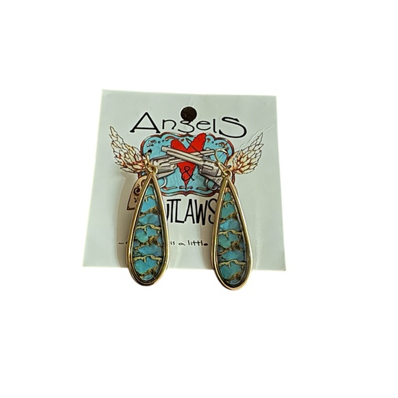 Jewelry - Gold•Blue Teardrop Earrings